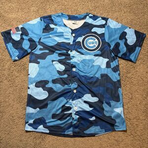 Size MEDIUM Chicago Cubs Blue Camo Jersey Cody Bellinger #24 SGA MLB Baseball